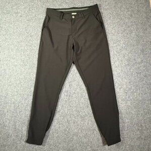 Primo Mens Performance Chino Pants Black Sz 32 Regular Zip Ankle Golf Casual Lux
